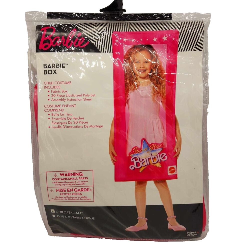 Barbie Box Halloween Costume Child Size Girls 4+ Pink Party Dress Up NEW